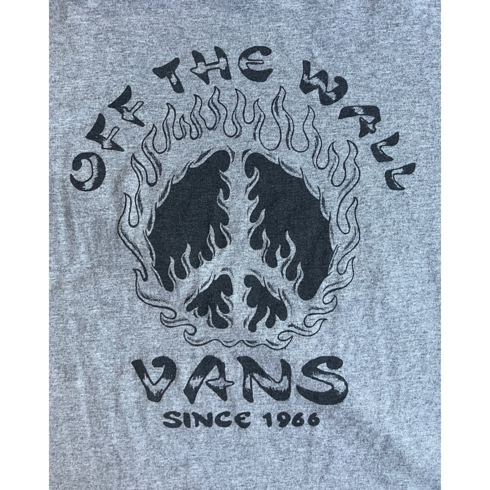 Vans Off The Wall Peace Sign Flames Graphic Long Sleeve T-Shirt Mens